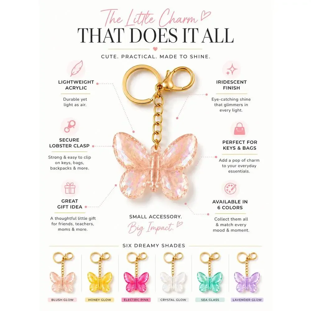 Flutter Glow Butterfly Keychain